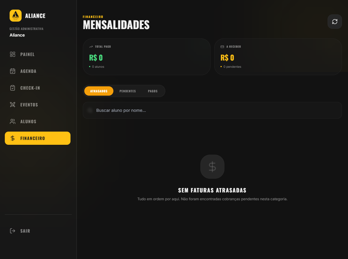 Gestão de mensalidades e pagamentos.