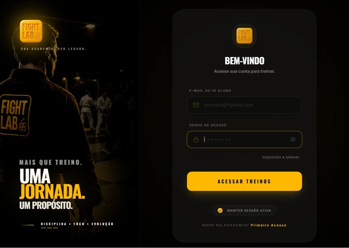 Tela de login do FightLab.