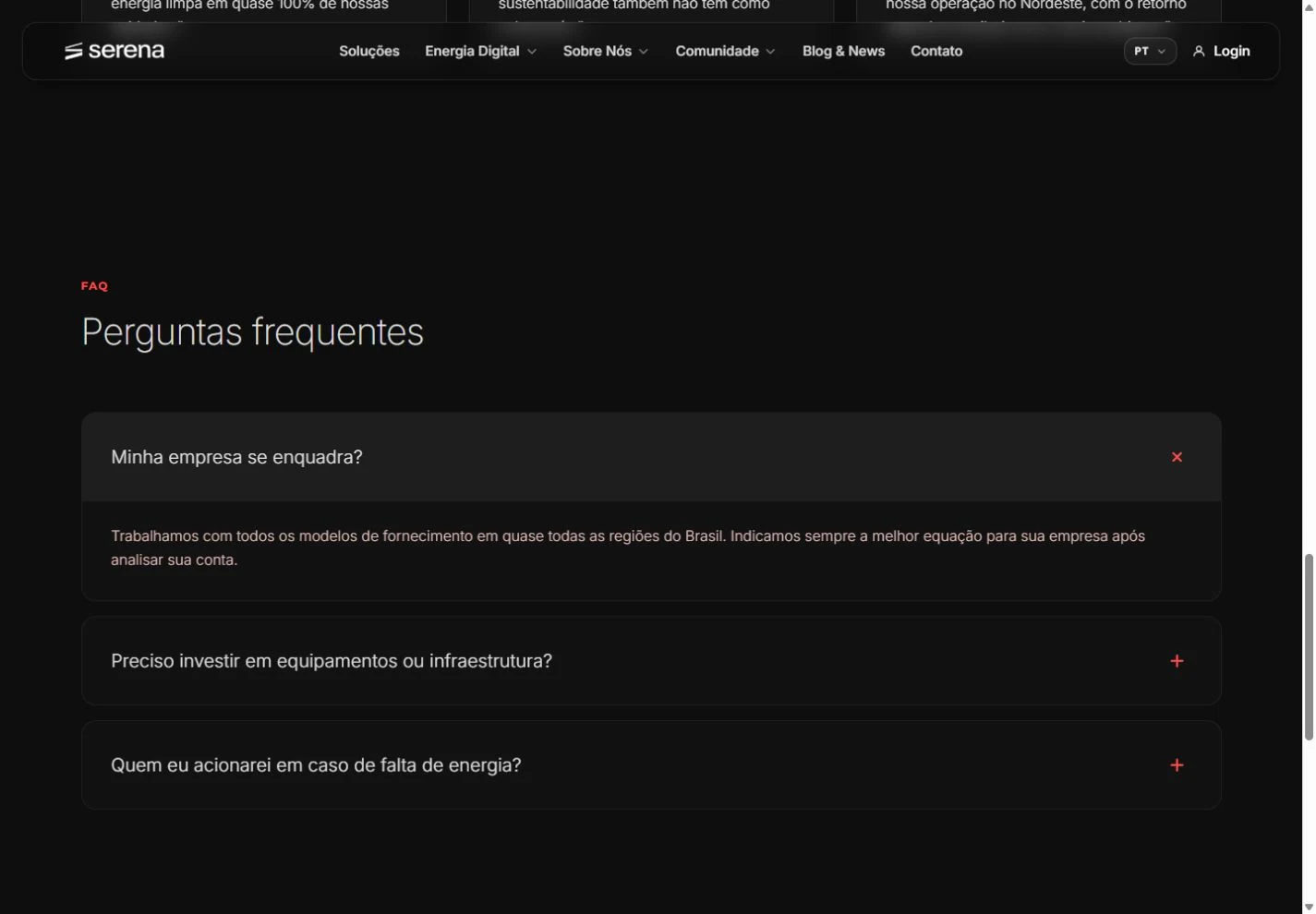 Comprar energia / estado do FAQ