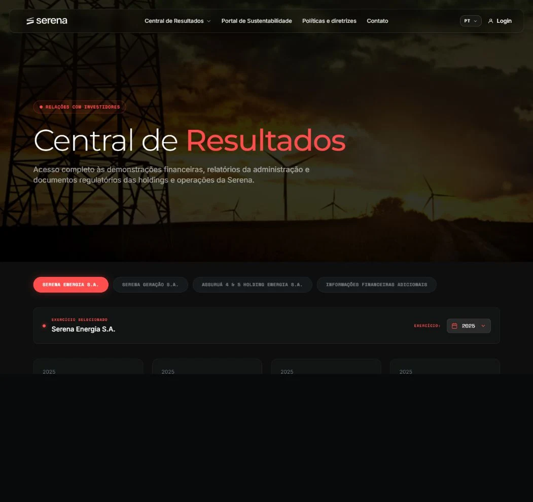 Central de Resultados / captura da interface em 16/10/2026