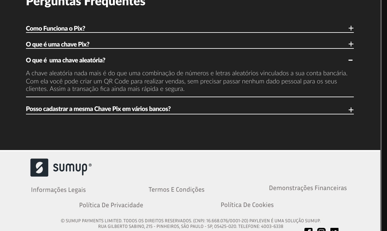 FAQ original com perguntas fechadas e uma resposta expandida.